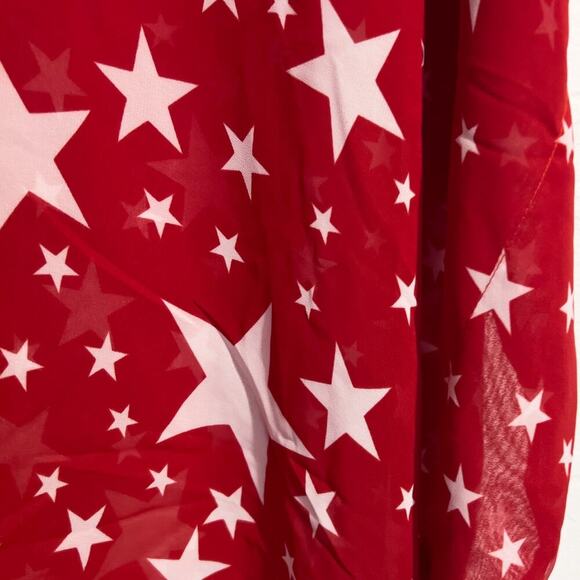 Show Me Your Mumu Tunic Small Peta Red White Stars Coverup V Neck Oversized - Picture 3 of 5